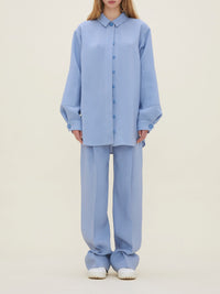 Pantalon de tailleur Loya en laine mélangée - Light Blue