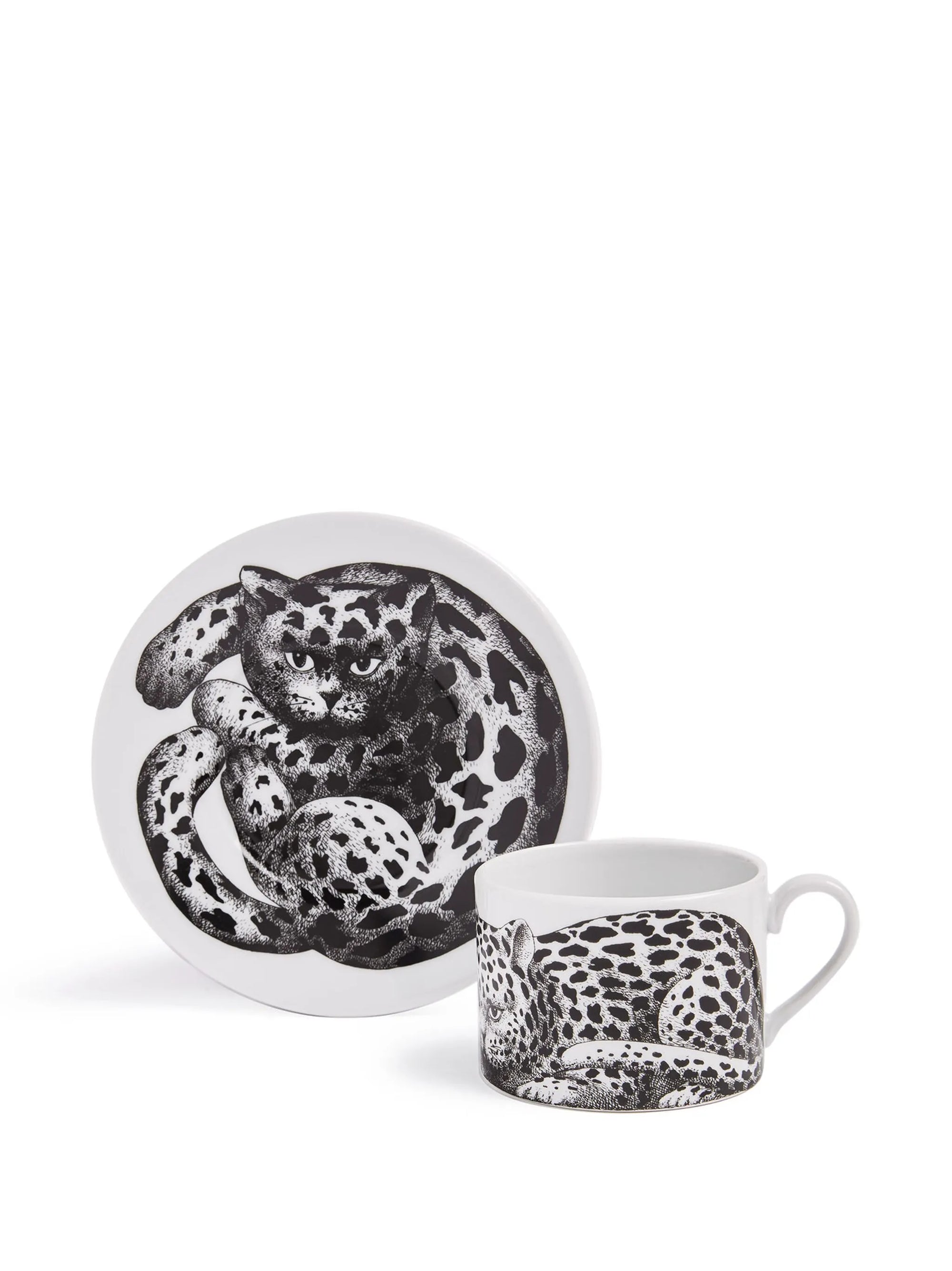 High Fidelity Leopardato porcelain teacup - Black & White