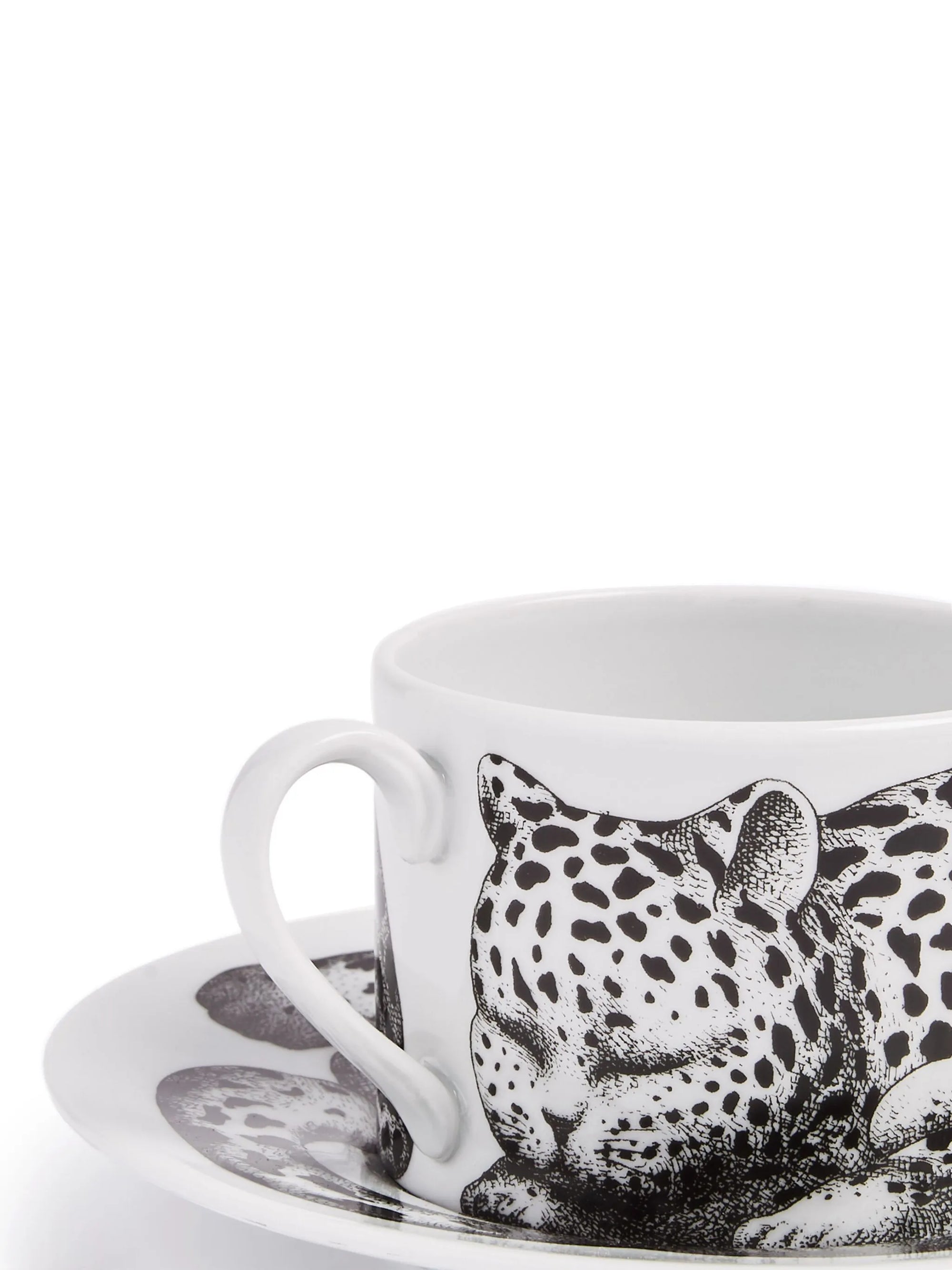 High Fidelity Leopardato porcelain teacup - Black & White