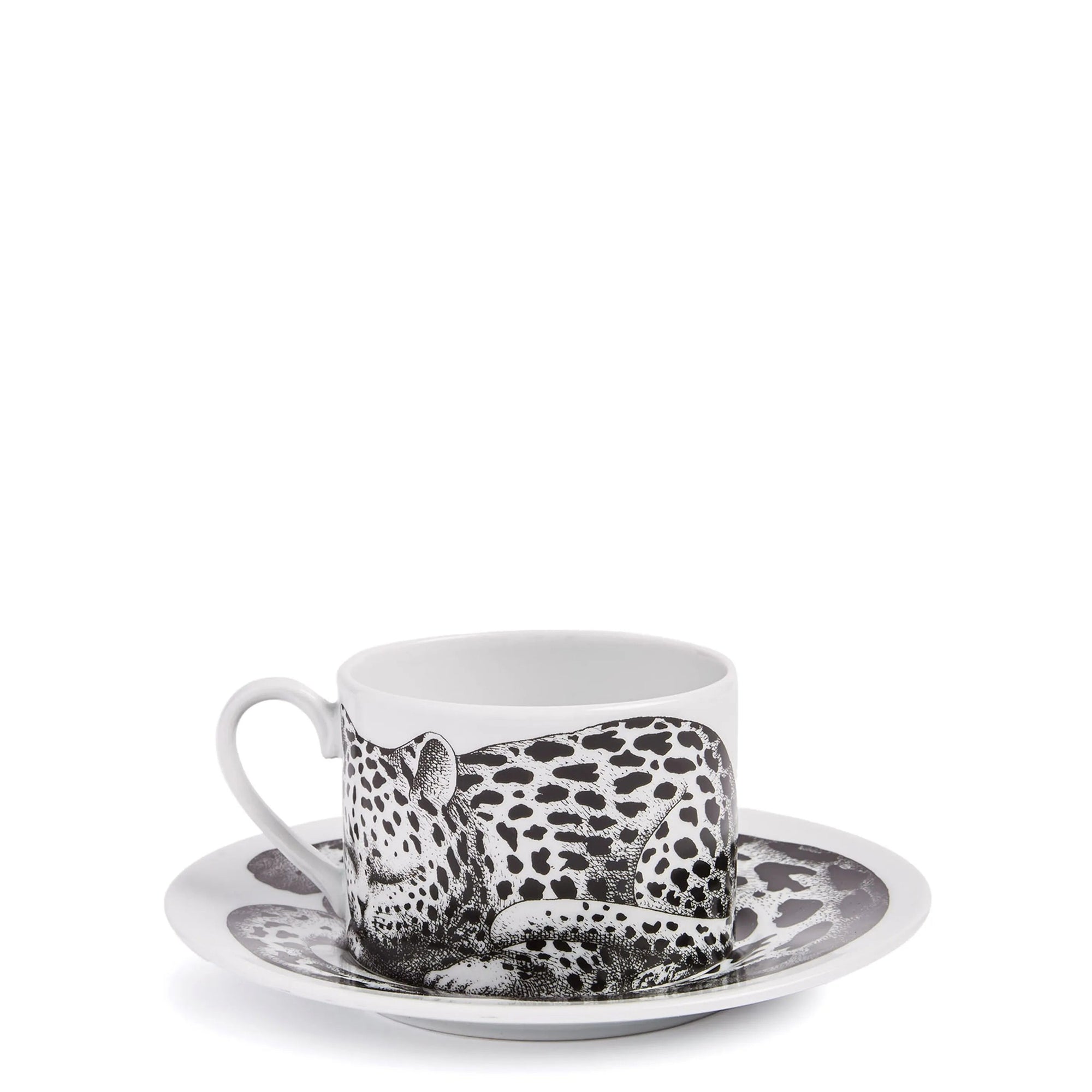 High Fidelity Leopardato porcelain teacup - Black & White