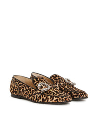Mani Flat loafers in leather - Natural Mix & Crystal
