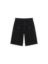 Short Pecheur en denim cargo - Black