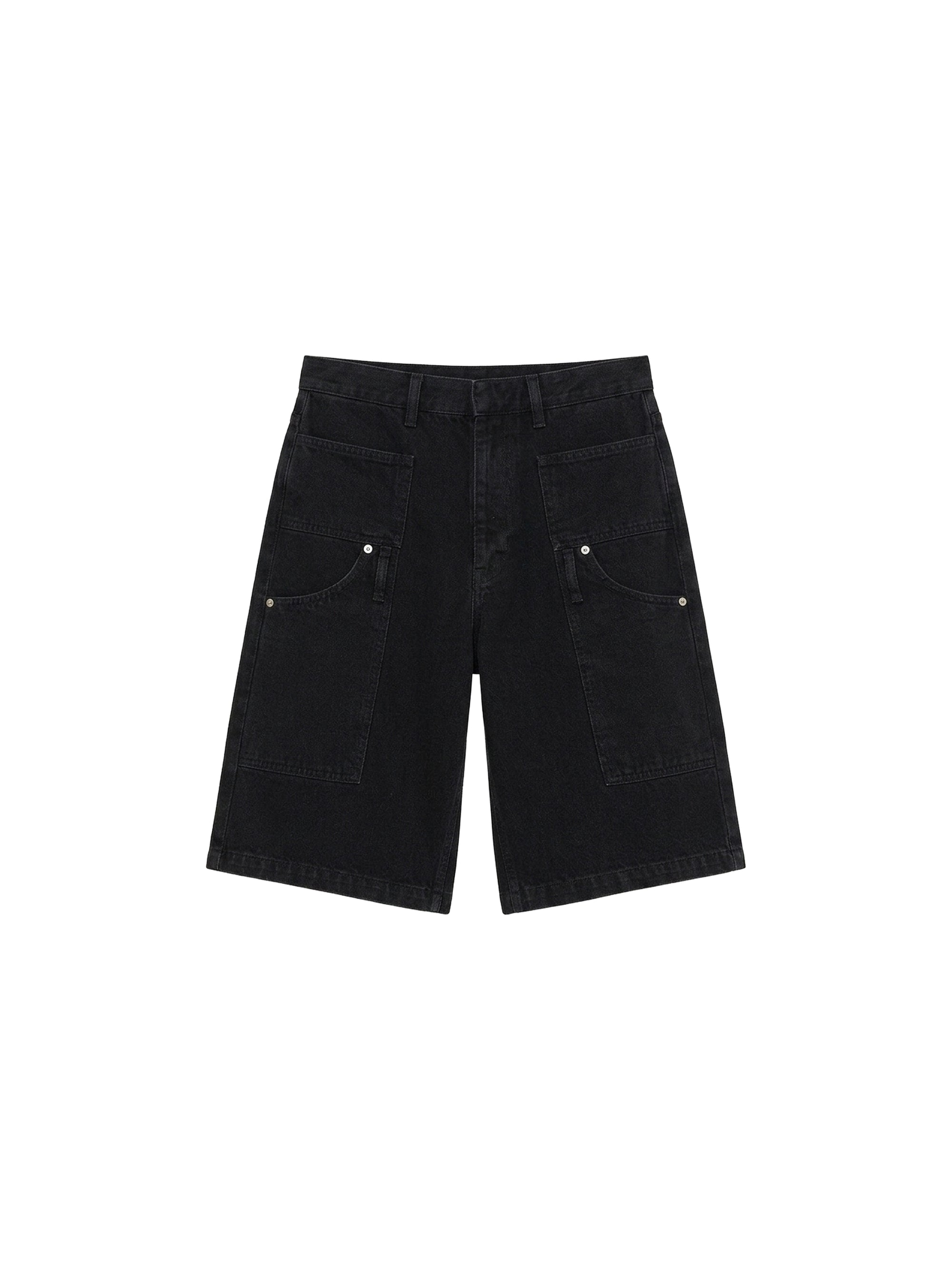 Short Pecheur en denim cargo - Black