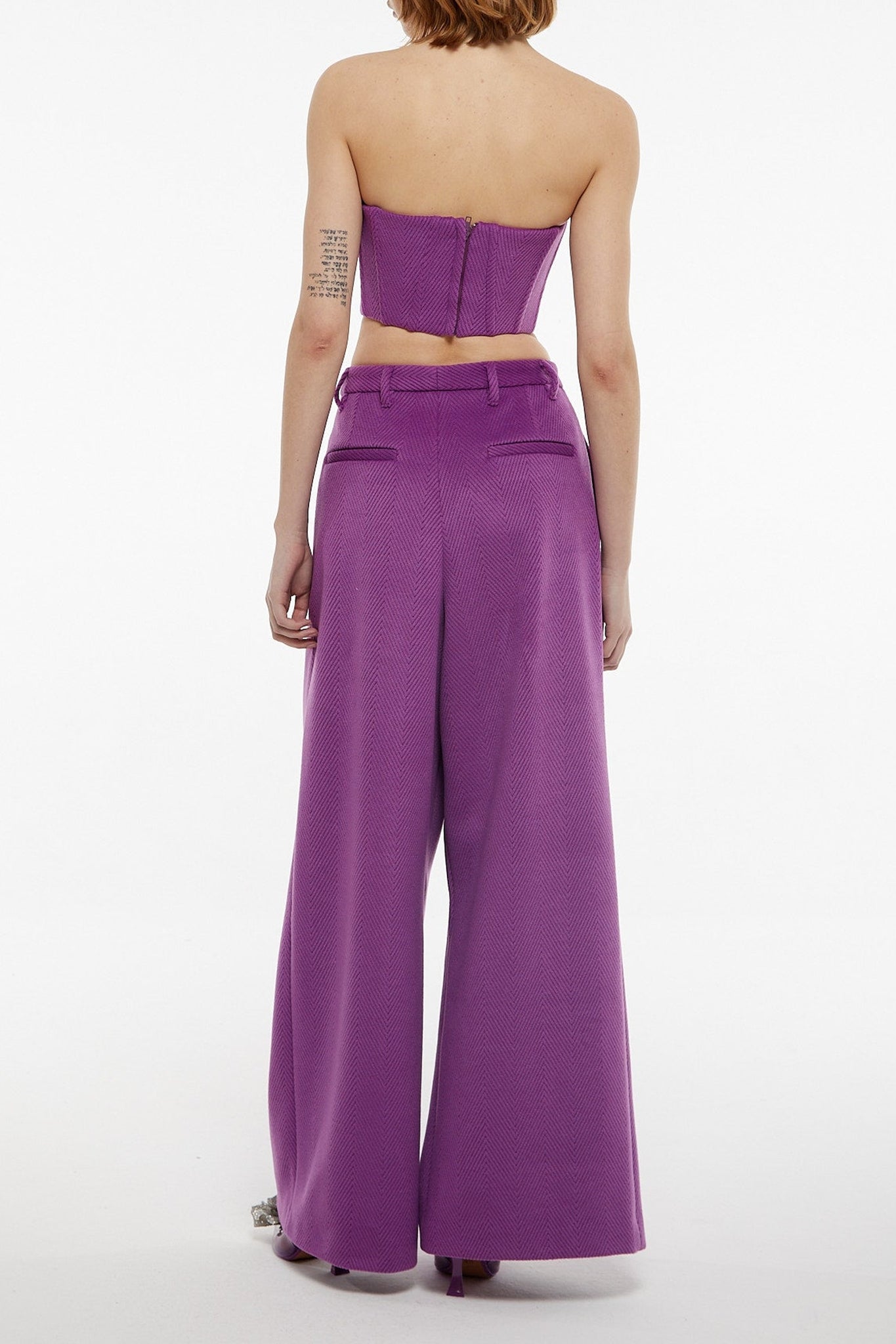 Bustier effet corset à détail fleuri - Purple