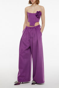 Bustier effet corset à détail fleuri - Purple