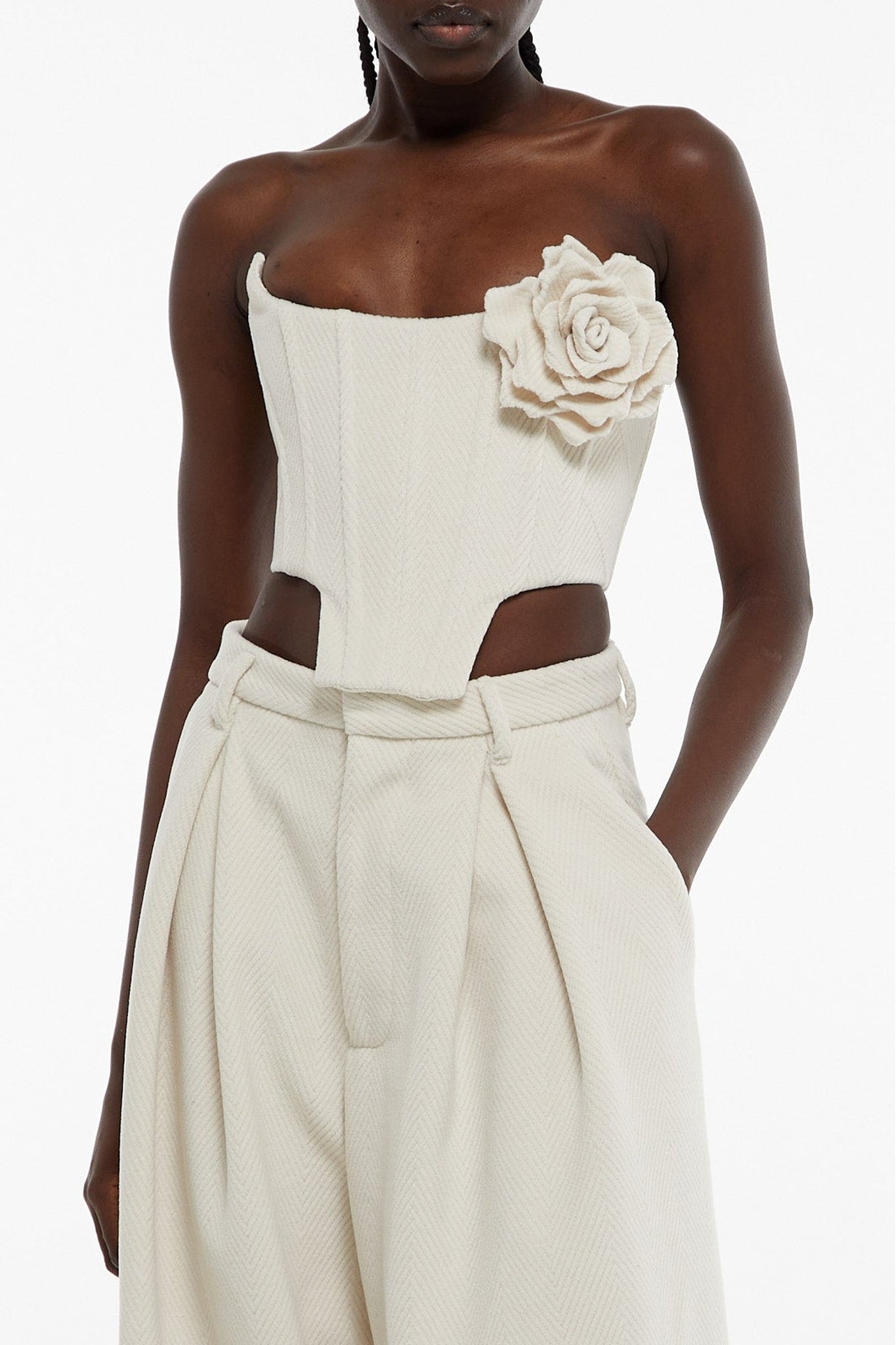 Milk White // Herringbone bustier top