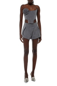 Bustier effet corset à détail fleuri - Grey