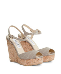 Sandales compensées Perla 120 en cuir - Sand