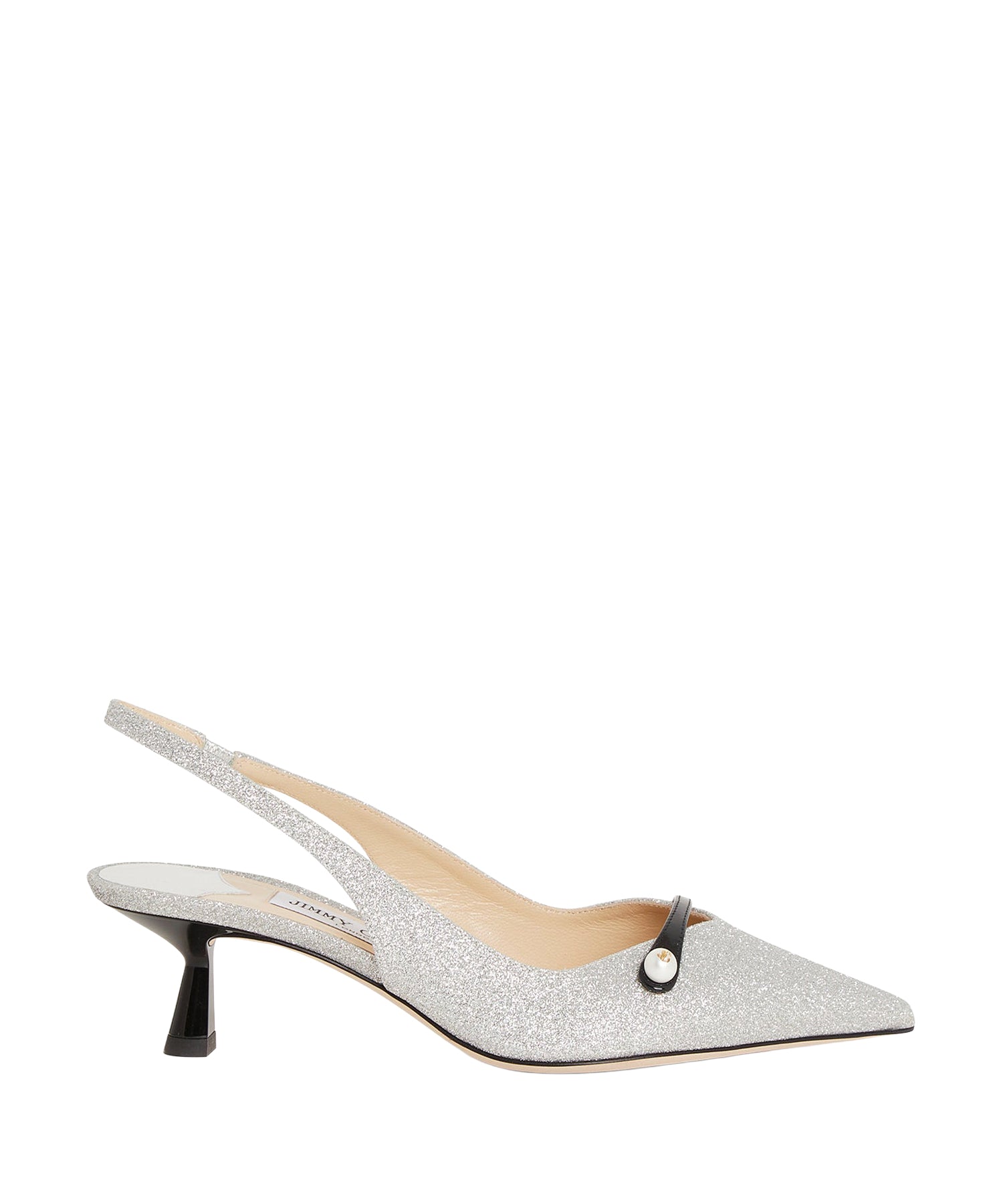 Slingbacks Amita 45 à paillettes fines - Silver & Black