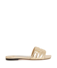 Sandales Themis plates en cuir matelassé métallisé - Gold