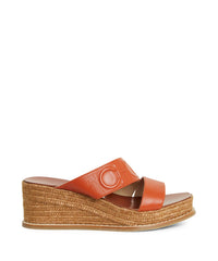 Mules compensées Choo 65 en cuir - Amber Orange