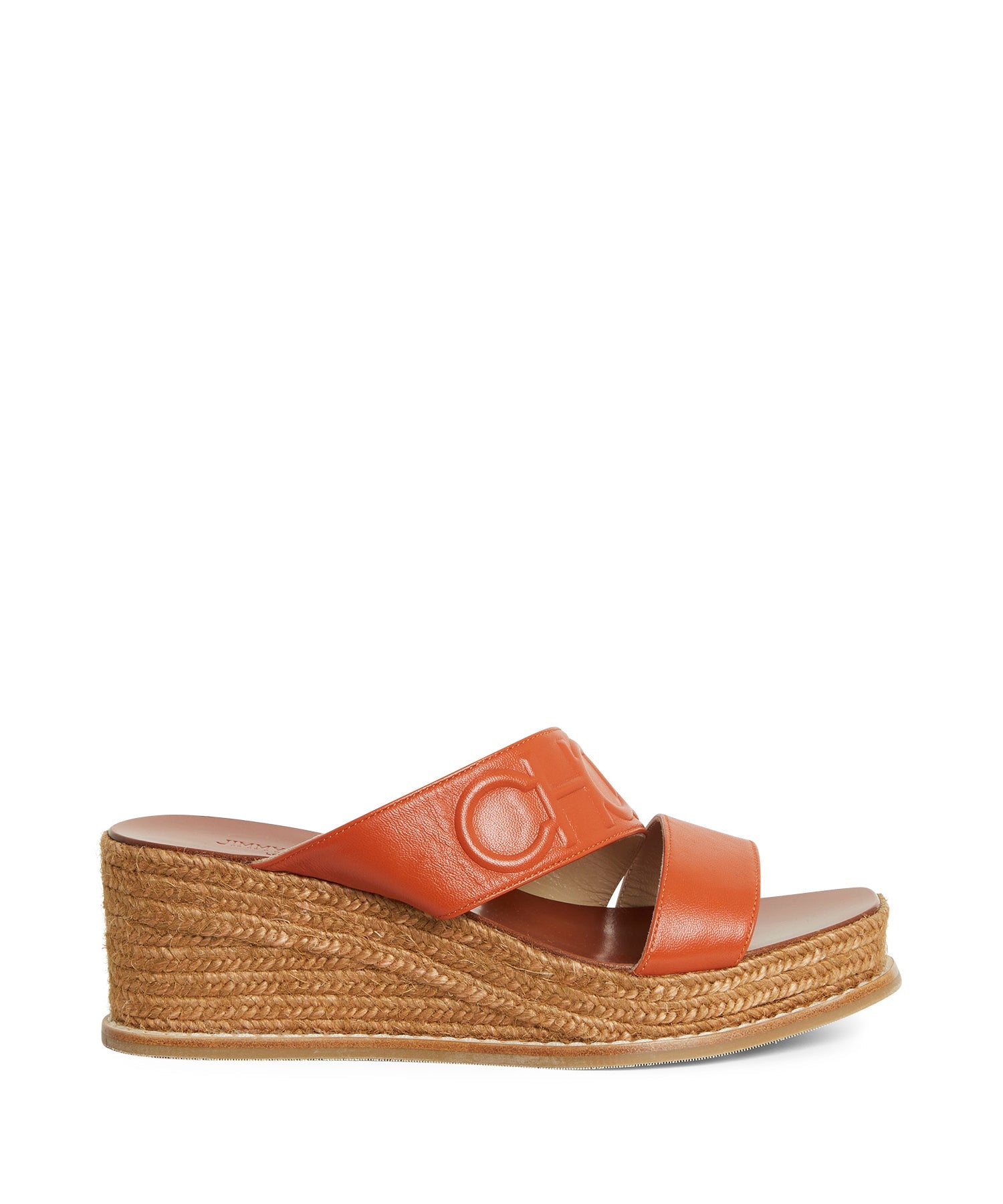 Mules compensées Choo 65 en cuir - Amber Orange