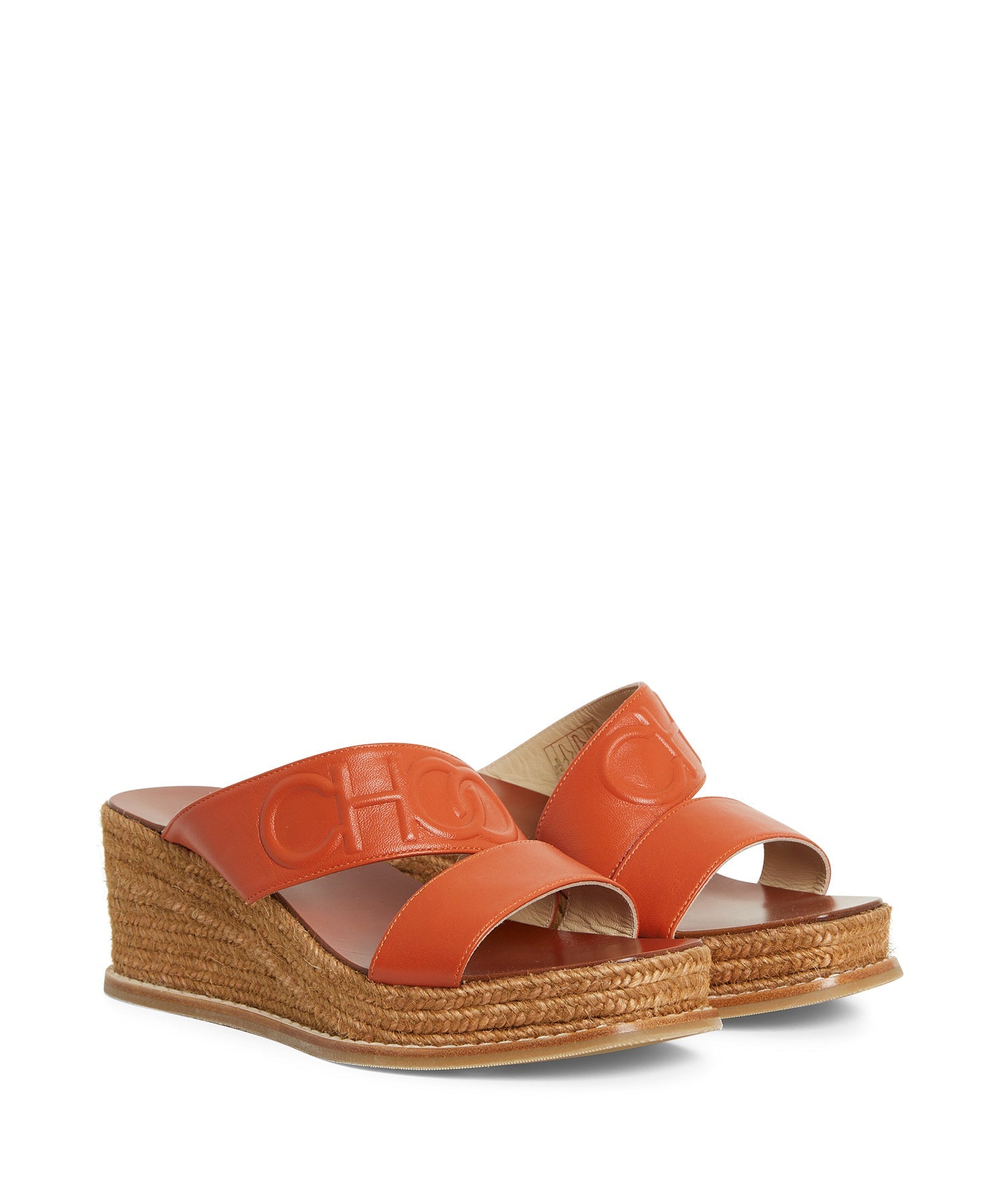 Mules compensées Choo 65 en cuir - Amber Orange