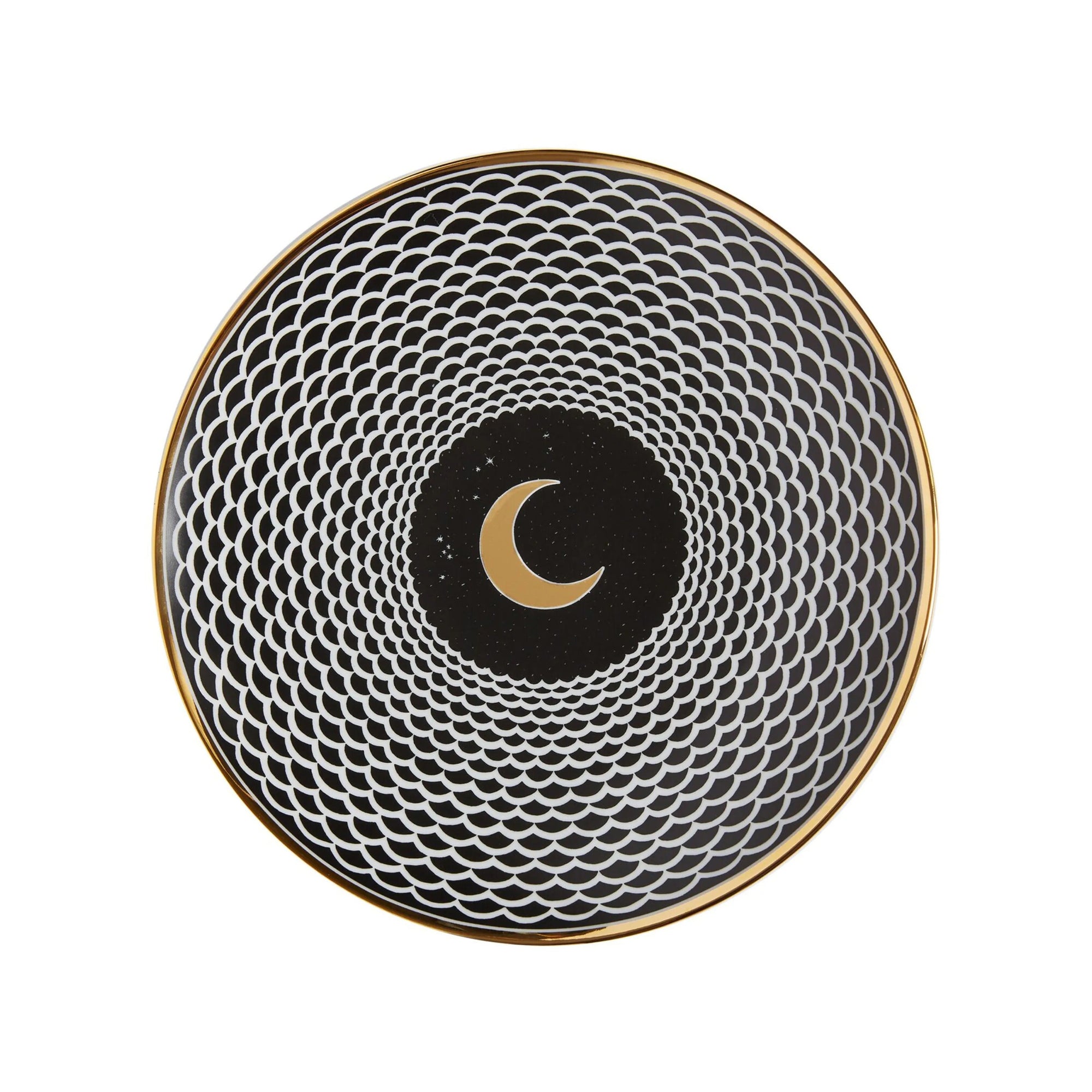 Assiette Lunocentrica en porcelaine - Or & Noir & Blanc