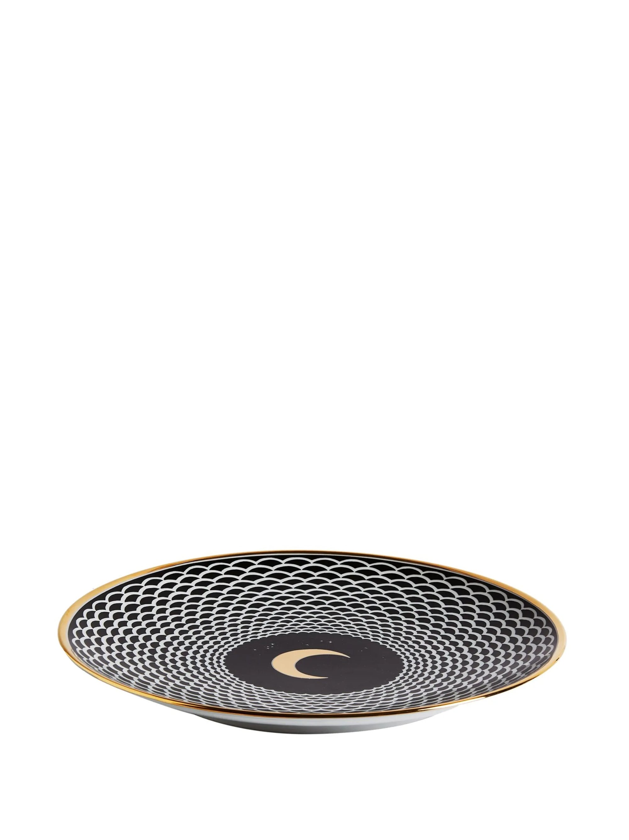 Assiette Lunocentrica en porcelaine - Or & Noir & Blanc