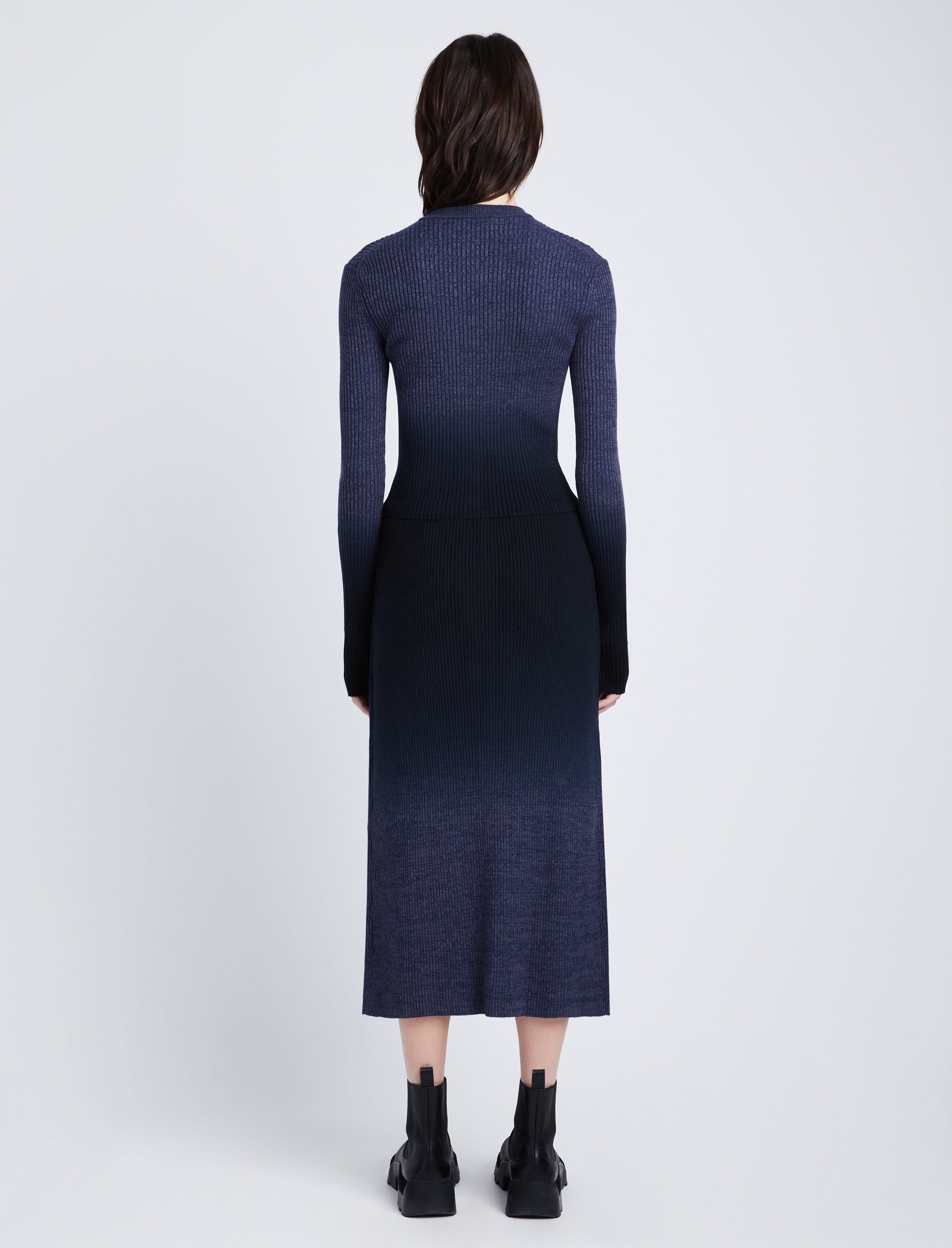 Jupe en tricot dégradé en laine - Steel Grey & Black