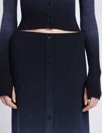 Jupe en tricot dégradé en laine - Steel Grey & Black