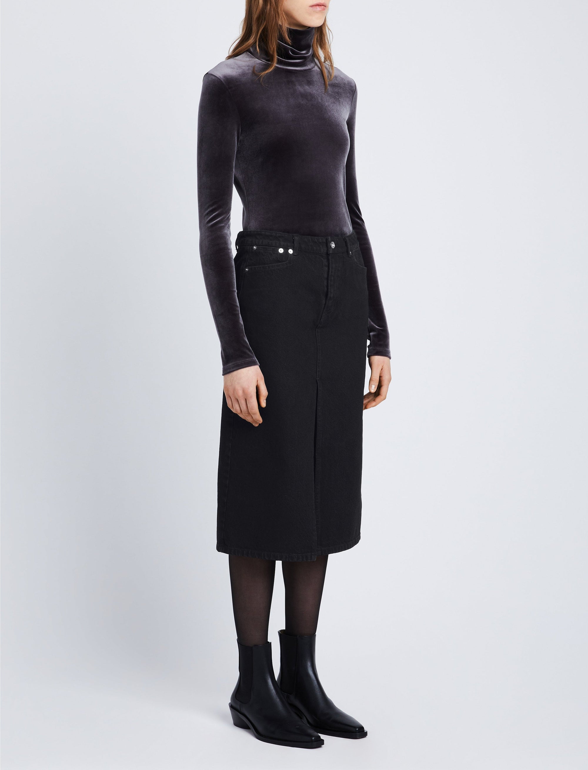 Jupe midi Sloane fendue - Black