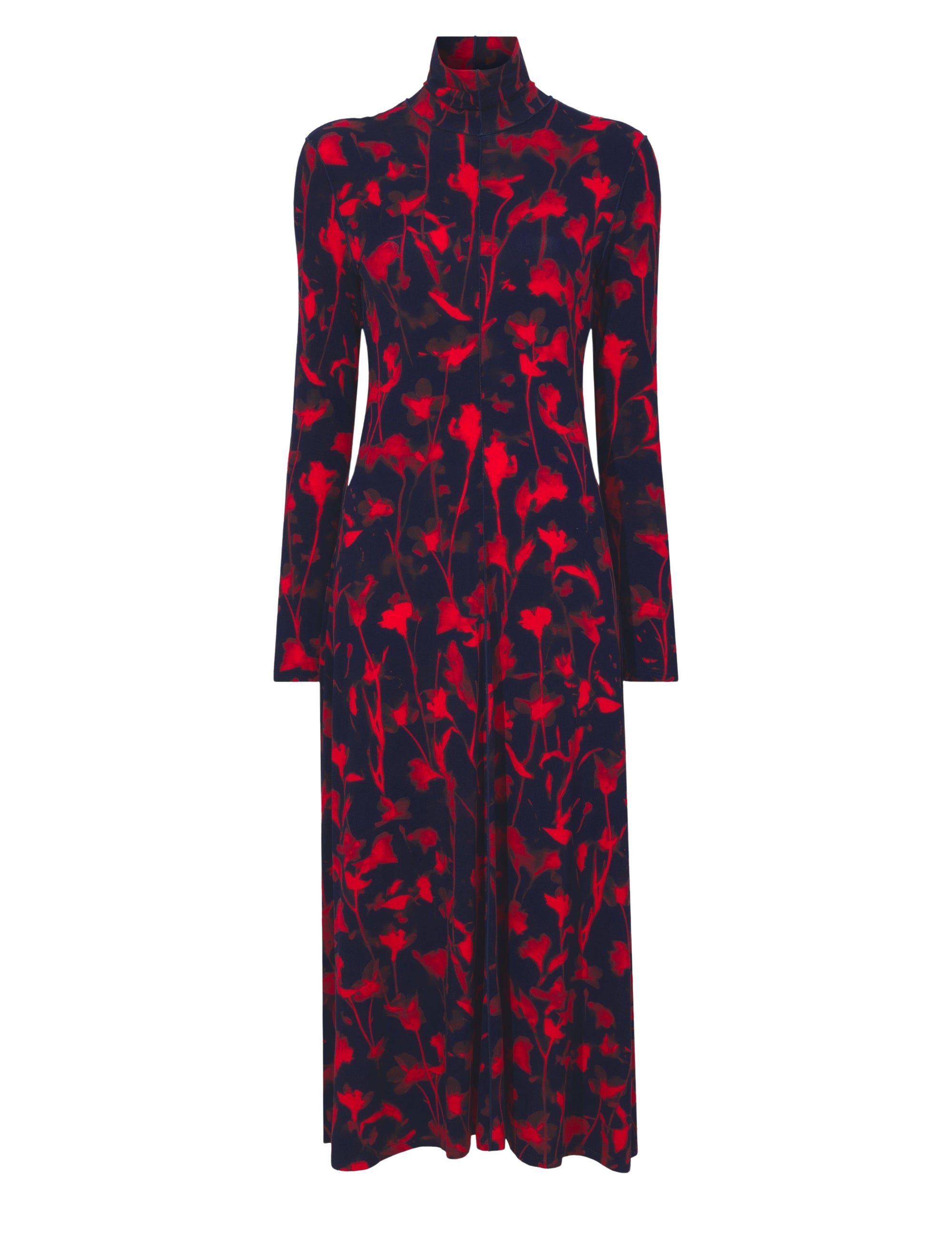 Robe à col roulé à imprimé fleuri - Indigo & Garnet & Scarlet