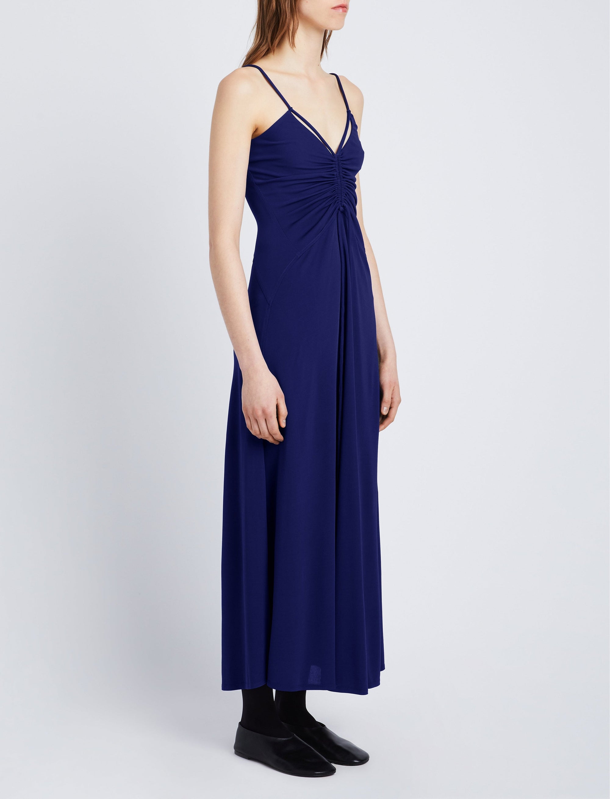 Robe droite en crêpe mat - Blueberry