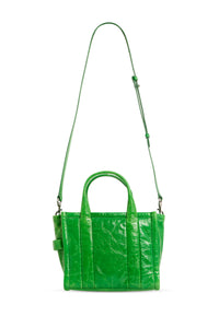 Petit sac à bandoulière The Tote Bag verni en cuir - Fern Green