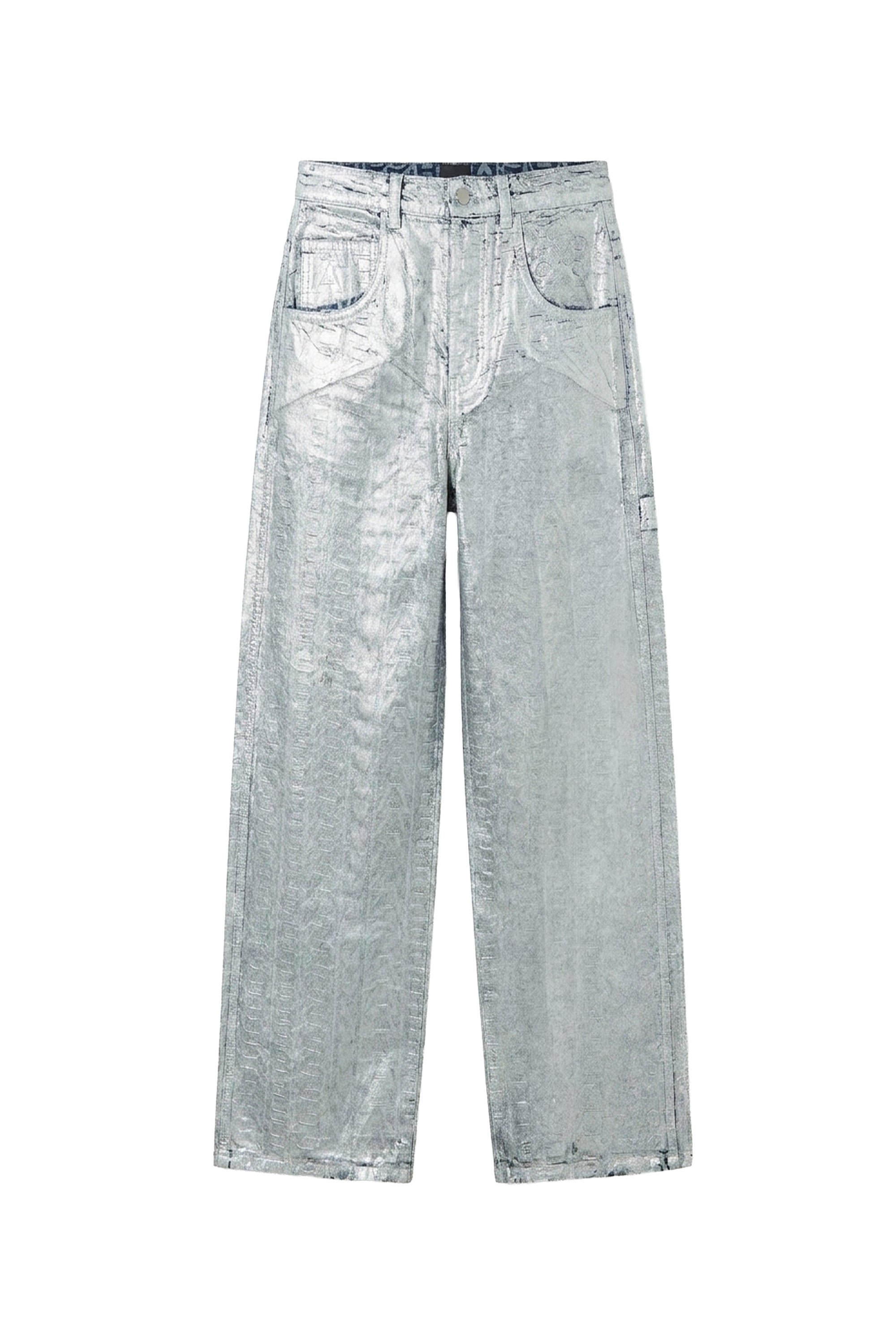 Pantalon Monogram oversize en denim - Matte Silver