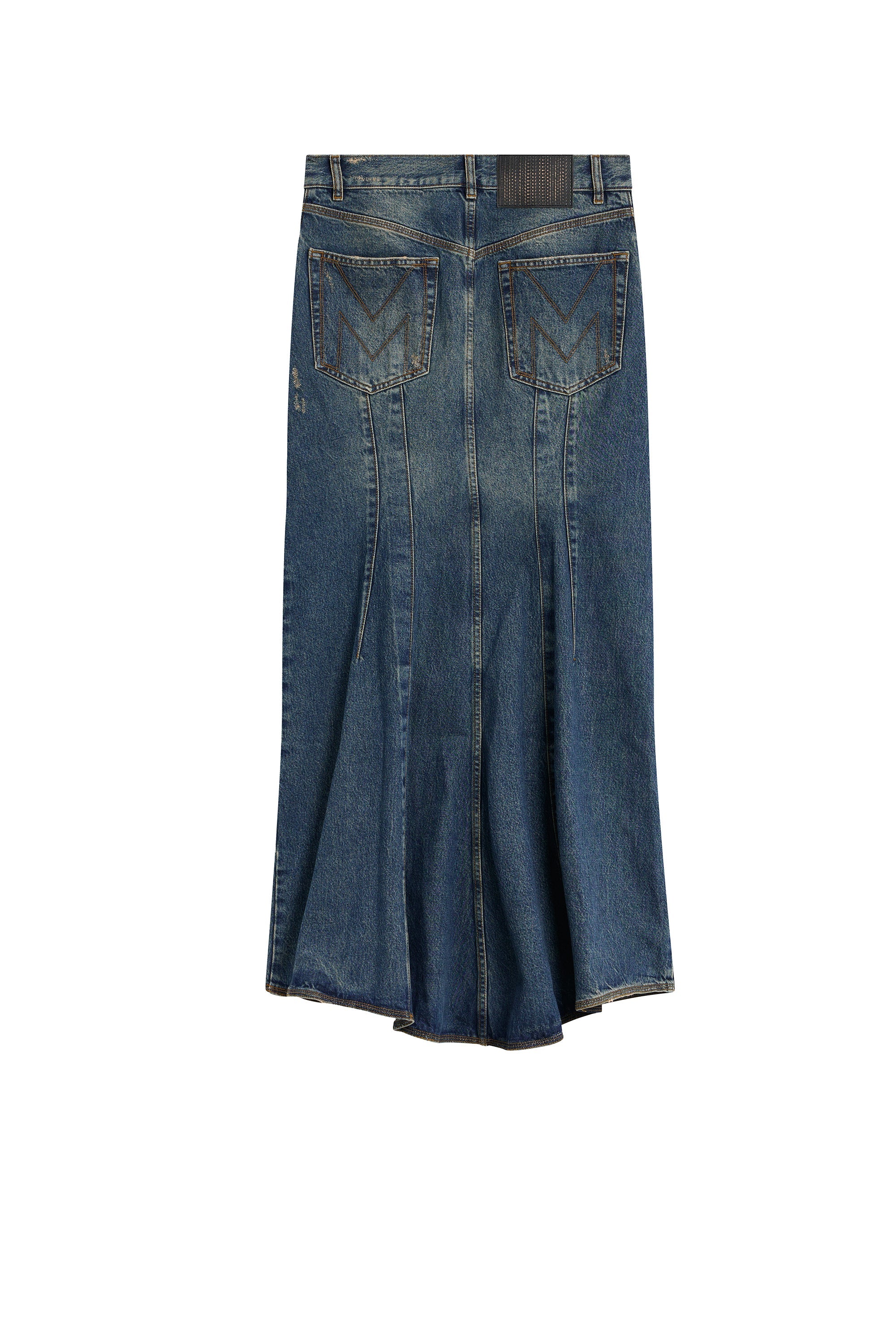 Jupe longue délavée en denim - Cobalt