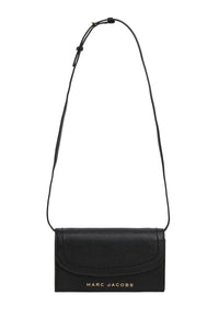 PAS INFO   Sac à bandoulière avec rabat en cuir - Black