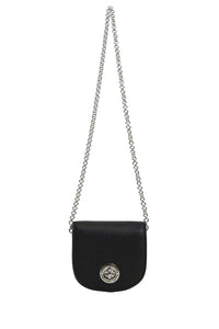 PAS INFO   Sac à bandoulière avec chaîne en cuir - Black