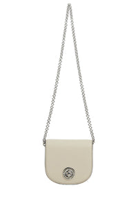 Sac à bandoulière avec chaîne en cuir - Marshmallow