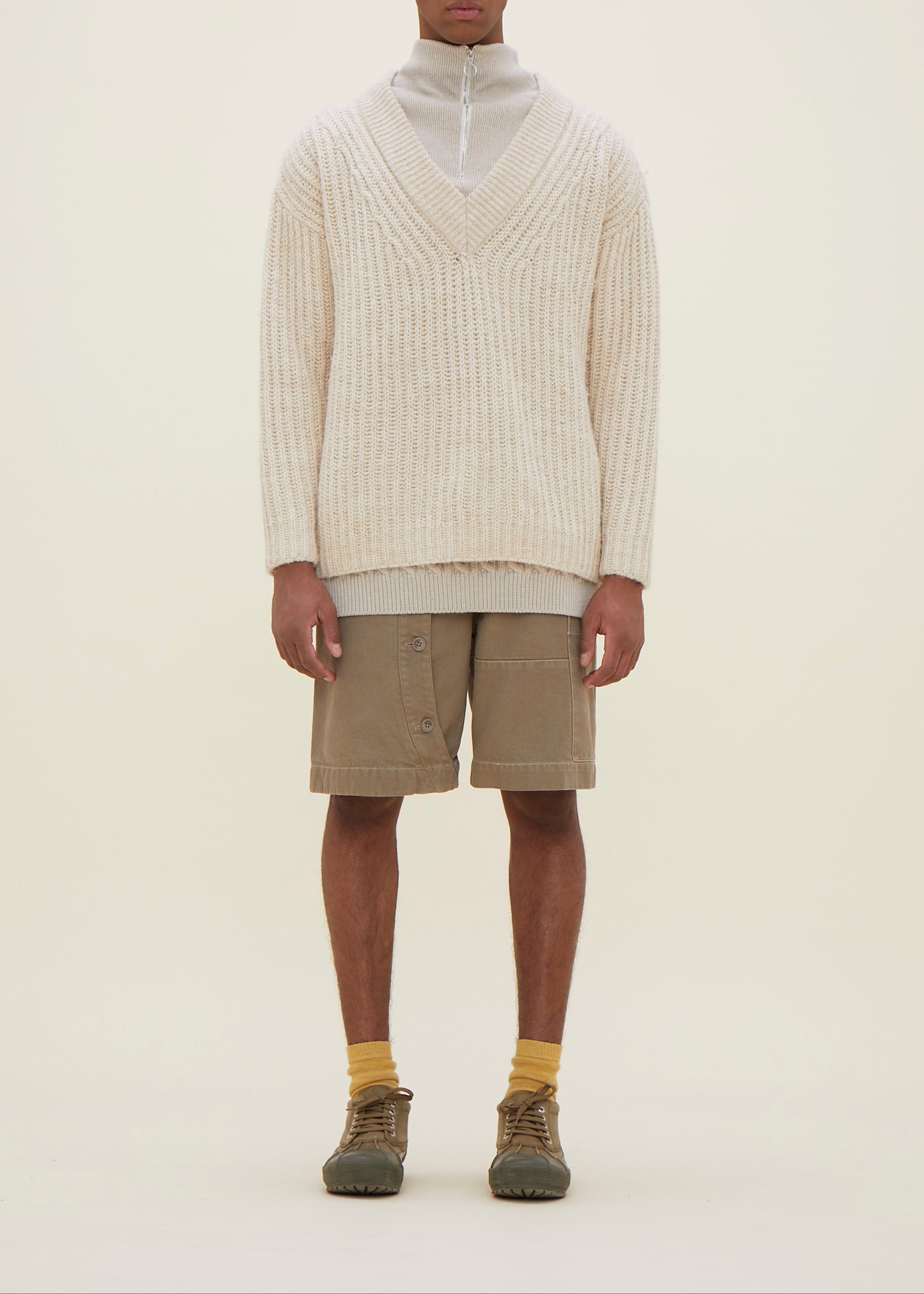 Short Meunier à boutonnière asymétrique - Beige