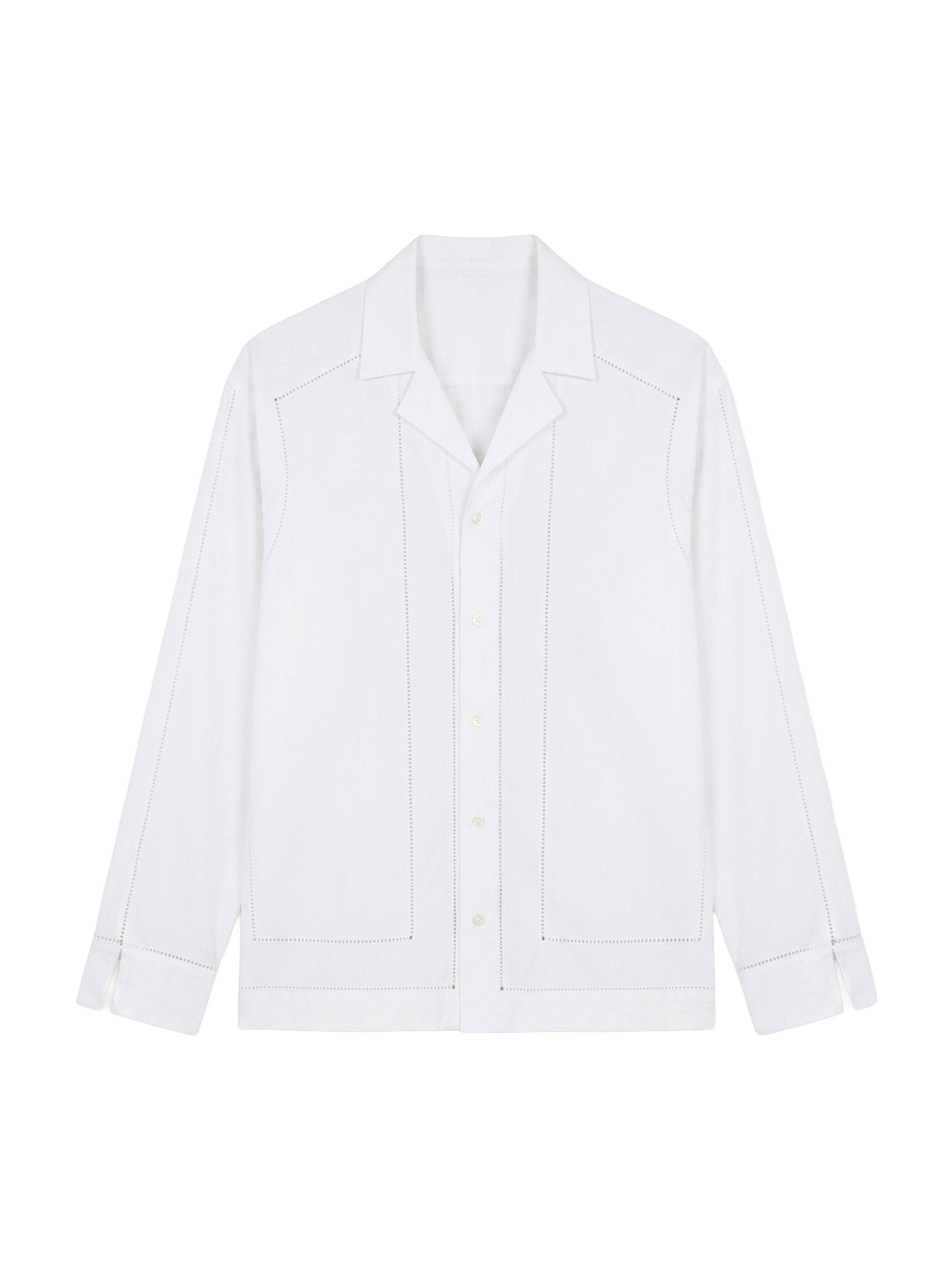 Chemise Drap à patte de boutannage - White