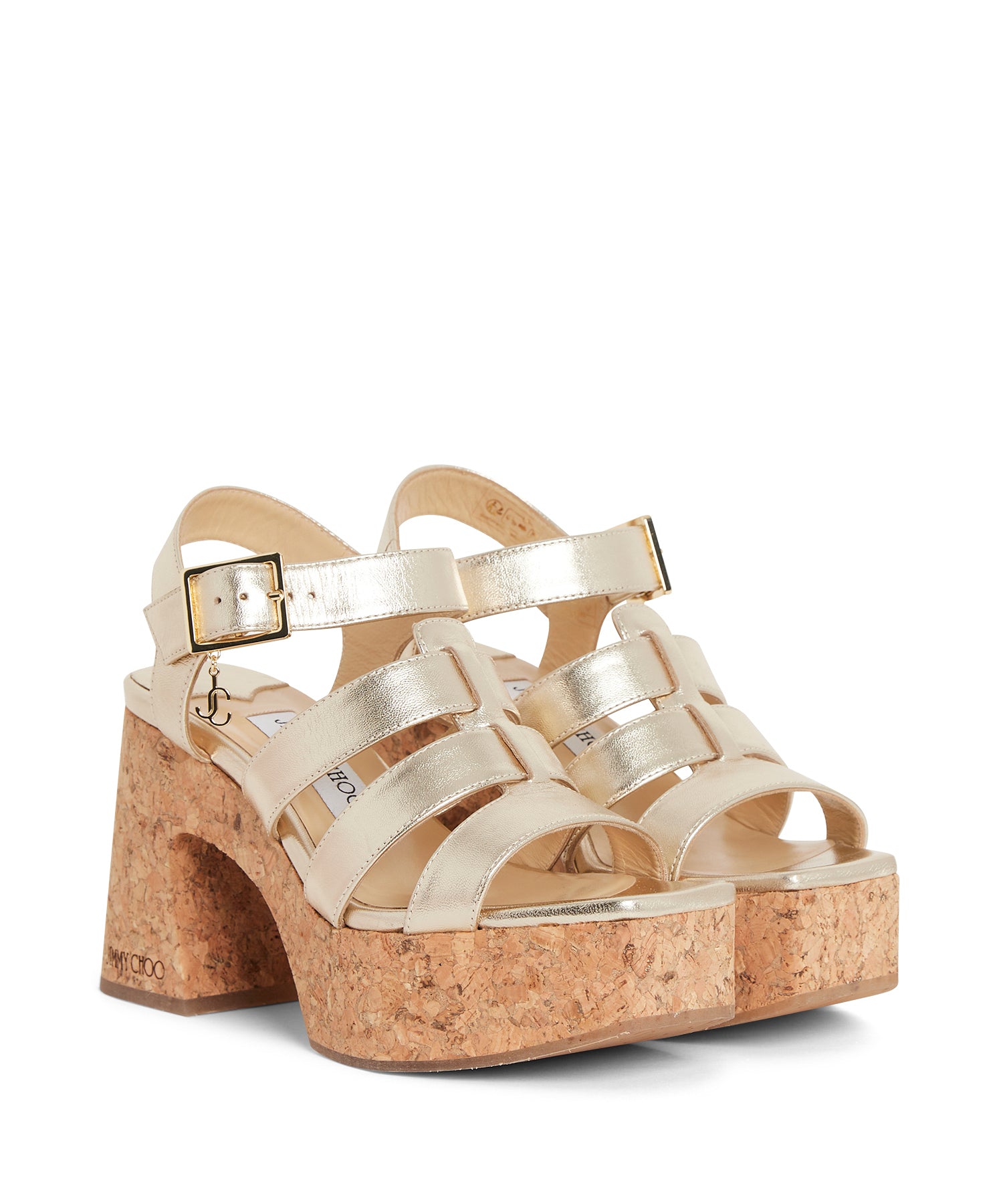 Sandales Leni Wedge 95 en cuir - Champagne