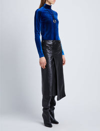 Pull col roulé en velours - Cobalt
