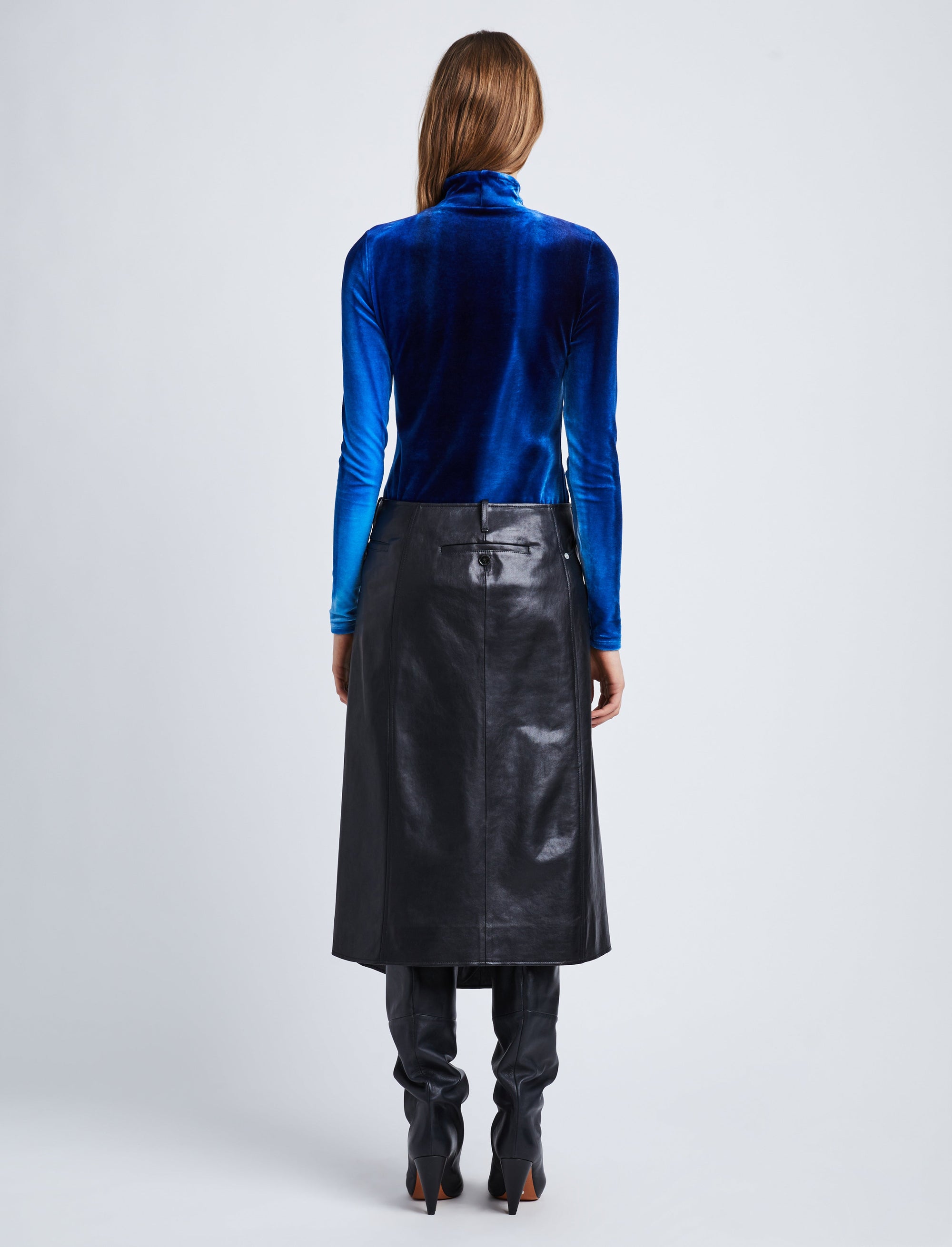 Pull col roulé en velours - Cobalt