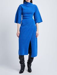 Robe midi à col montant - Azure