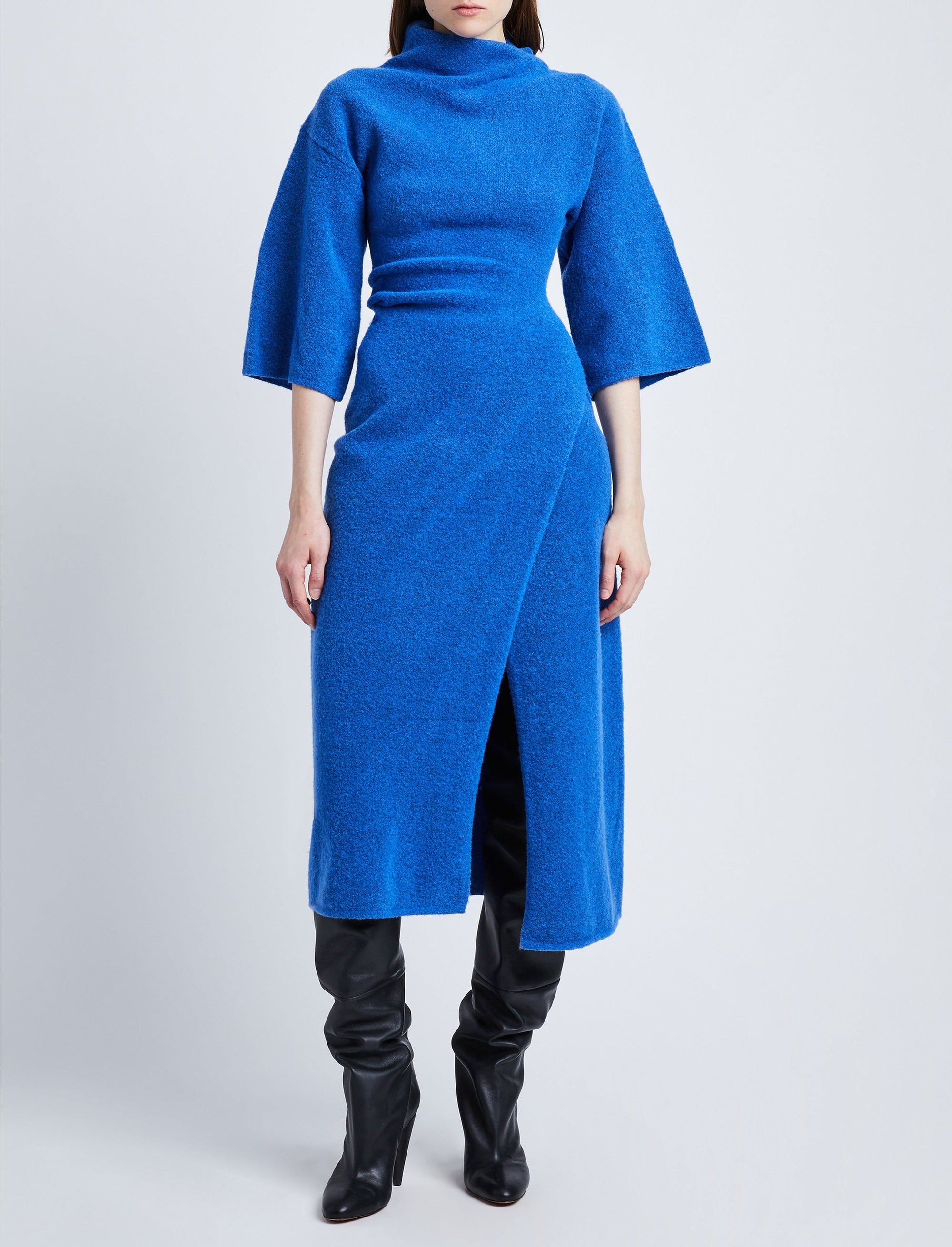 Robe midi à col montant - Azure