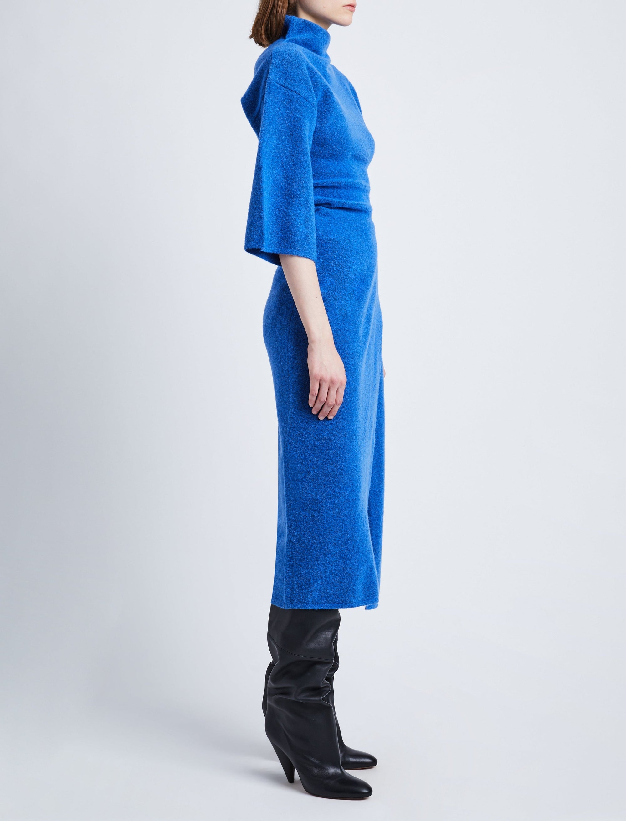 Robe midi à col montant - Azure