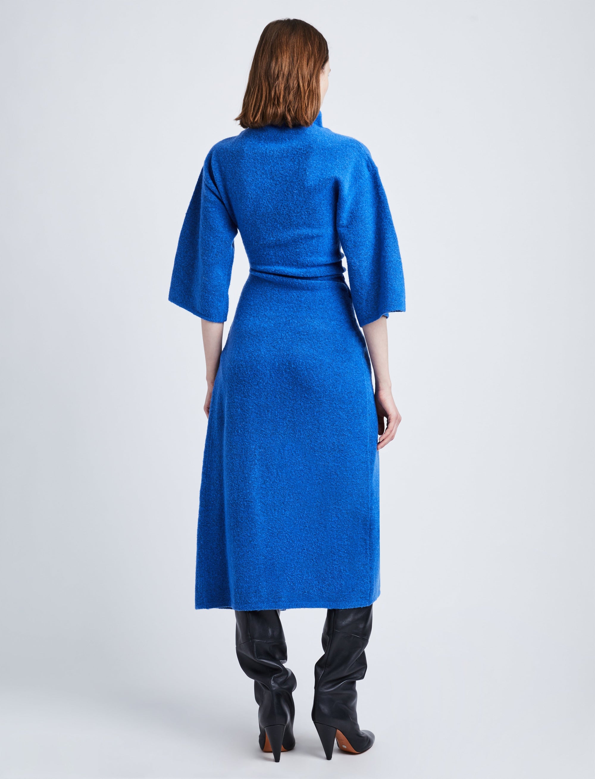 Robe midi à col montant - Azure