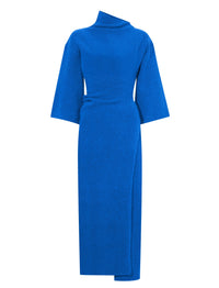 Robe midi à col montant - Azure