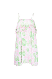 Robe courte à bretelles en georgette plissée - Pink Tulle