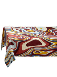Nappe Waves en lin - Rouge & Jaune