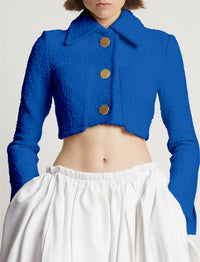 Veste en tweed éponge - Turquoise