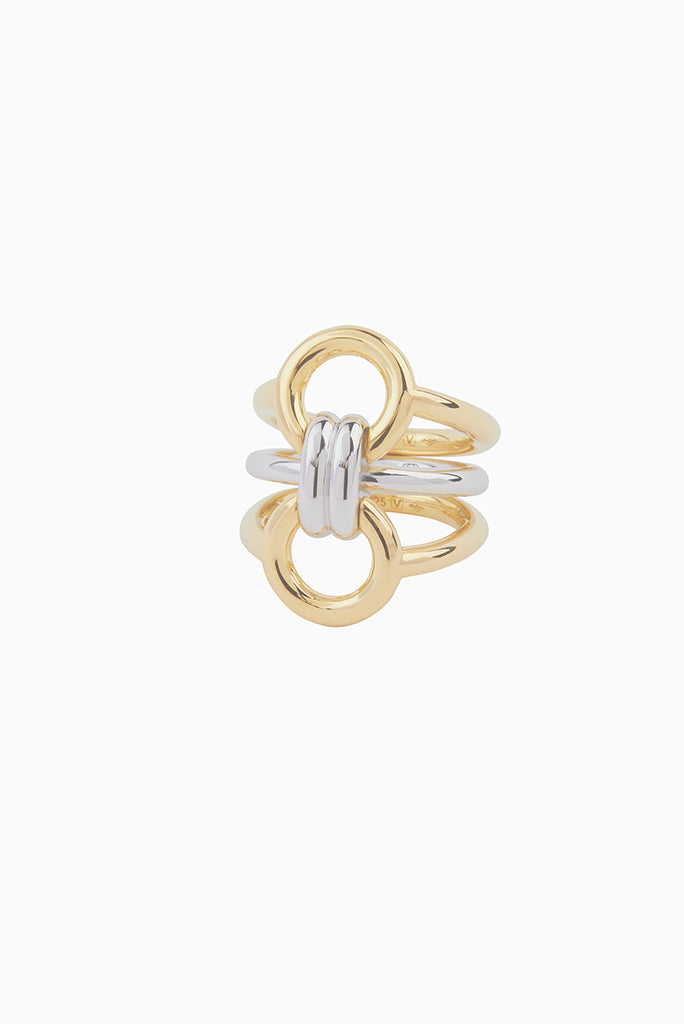 Bague Tryptich en vermeil & argent - Or & argent