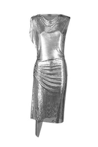 Elegant gold mesh drape dress
