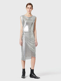 Elegant gold mesh drape dress