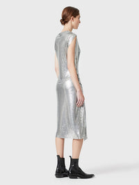 Elegant gold mesh drape dress