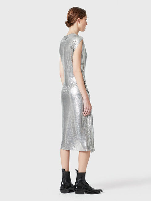 Elegant gold mesh drape dress
