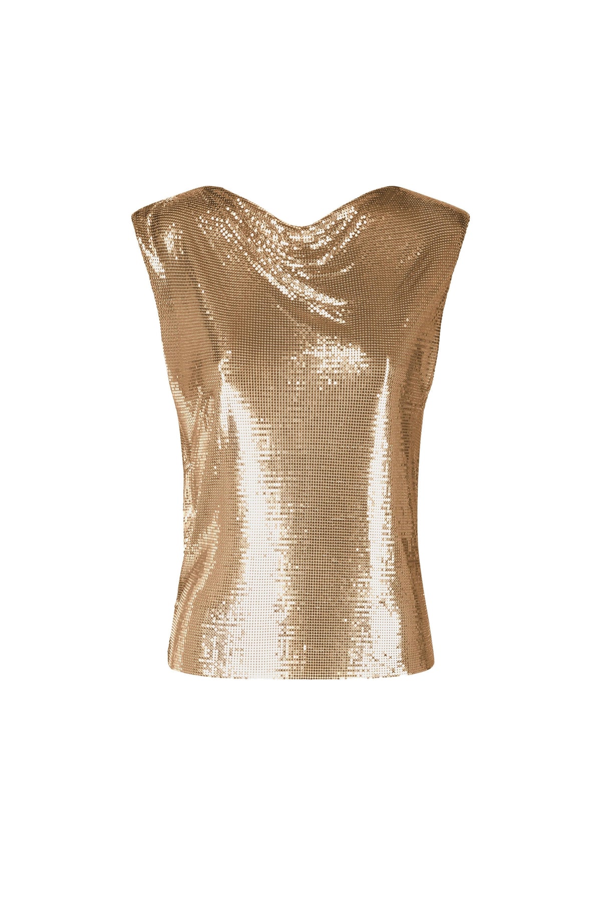 Top doré en maille métallique - Gold