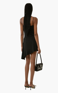 Short Bow dress with rhinestone embellishments - Black